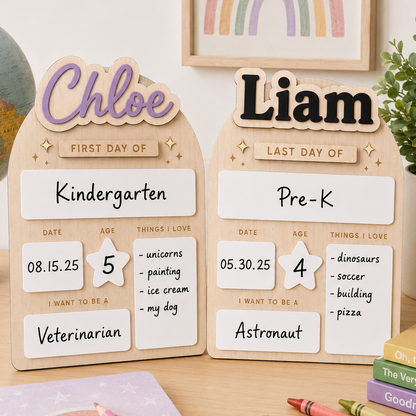 Custom Kids School Milestone Sign, First and Last Day Photo Board THUC99