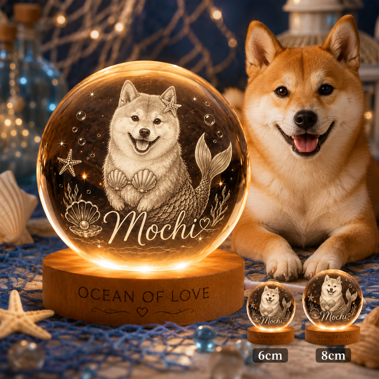 Personalized Dog Memorial Crystal Lamp, Custom Pet Photo Ball Night Light, Loss of Dog Gift THUC99