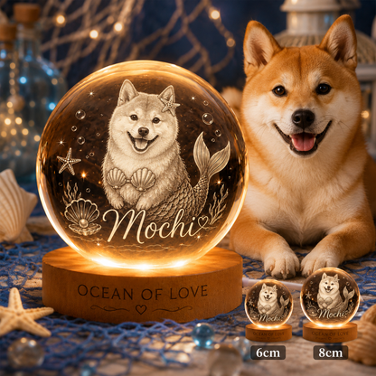 Personalized Dog Memorial Crystal Lamp, Custom Pet Photo Ball Night Light, Loss of Dog Gift THUC99
