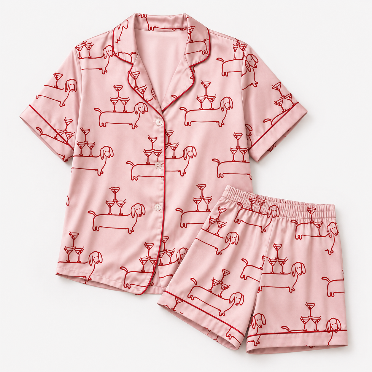 Custom Pet Portrait Satin Pajamas Set Personalized Dog Face Sleepwear Gift THUC99