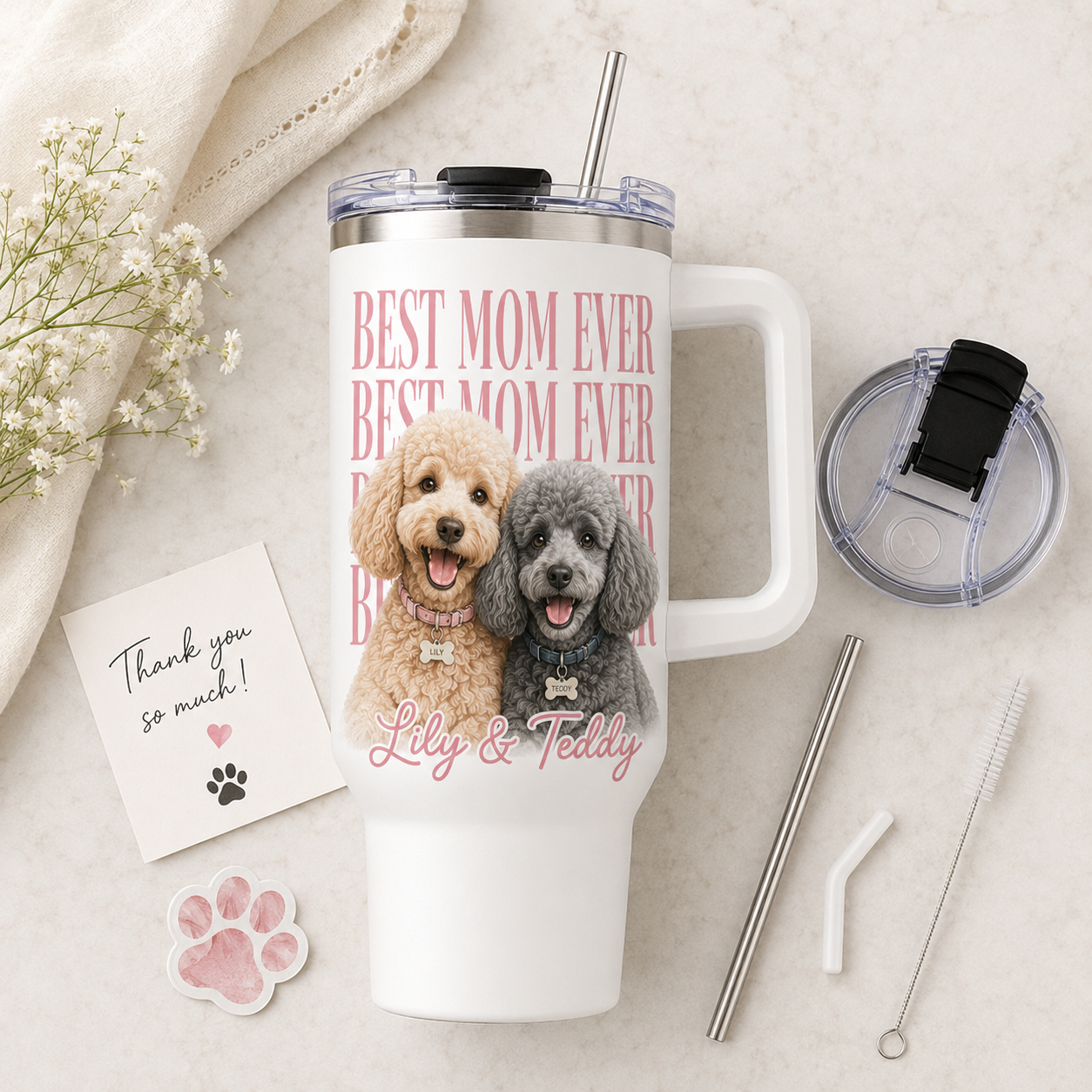 Personalized Dog Dad 40oz Tumbler – Custom Pet Photo Travel Cup for Men and Pet Owners THUC99