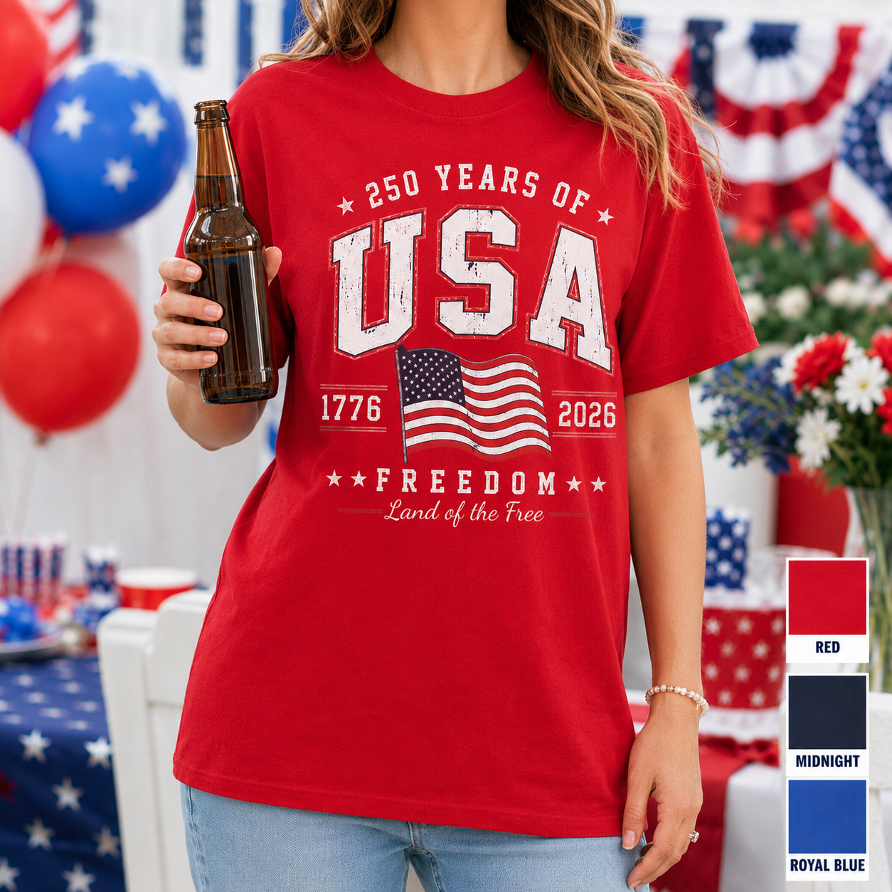 250 Years of America T-Shirt, USA Semiquincentennial Gift Tee THUC99
