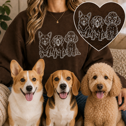 Custom Photo Dog Sweatshirt, Embroidered Pet Portrait Crewneck THUC99
