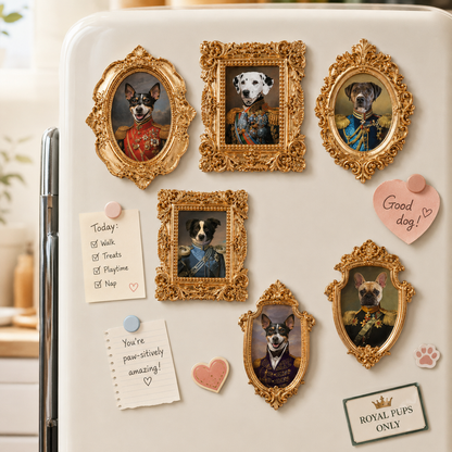 Custom Dog Photo Magnet, Vintage Frame Refrigerator Decor, Personalized Dog Lover Gift THUC99