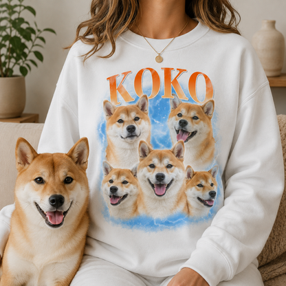 Custom Dog Portrait Sweatshirt Personalized Pet Face Hoodie Unique Gift for Dog Lovers THUC99