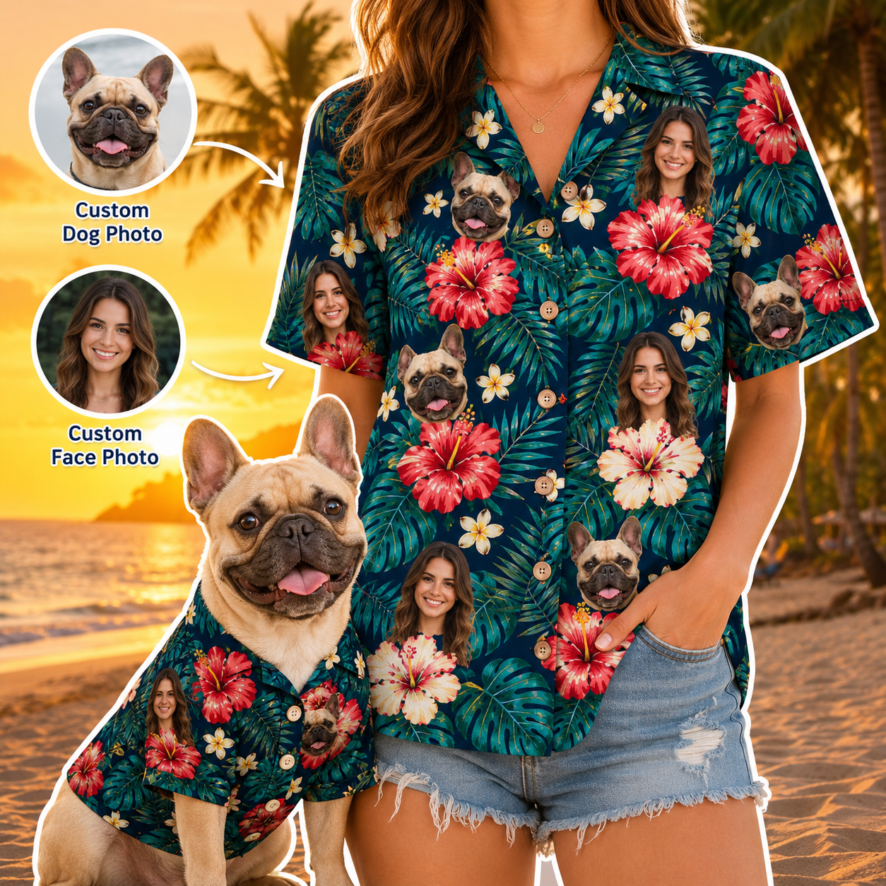Custom Photo Dog Hawaiian Shirt, Personalized Pet Aloha Shirt, Dog Lover Vacation Gift THUC99
