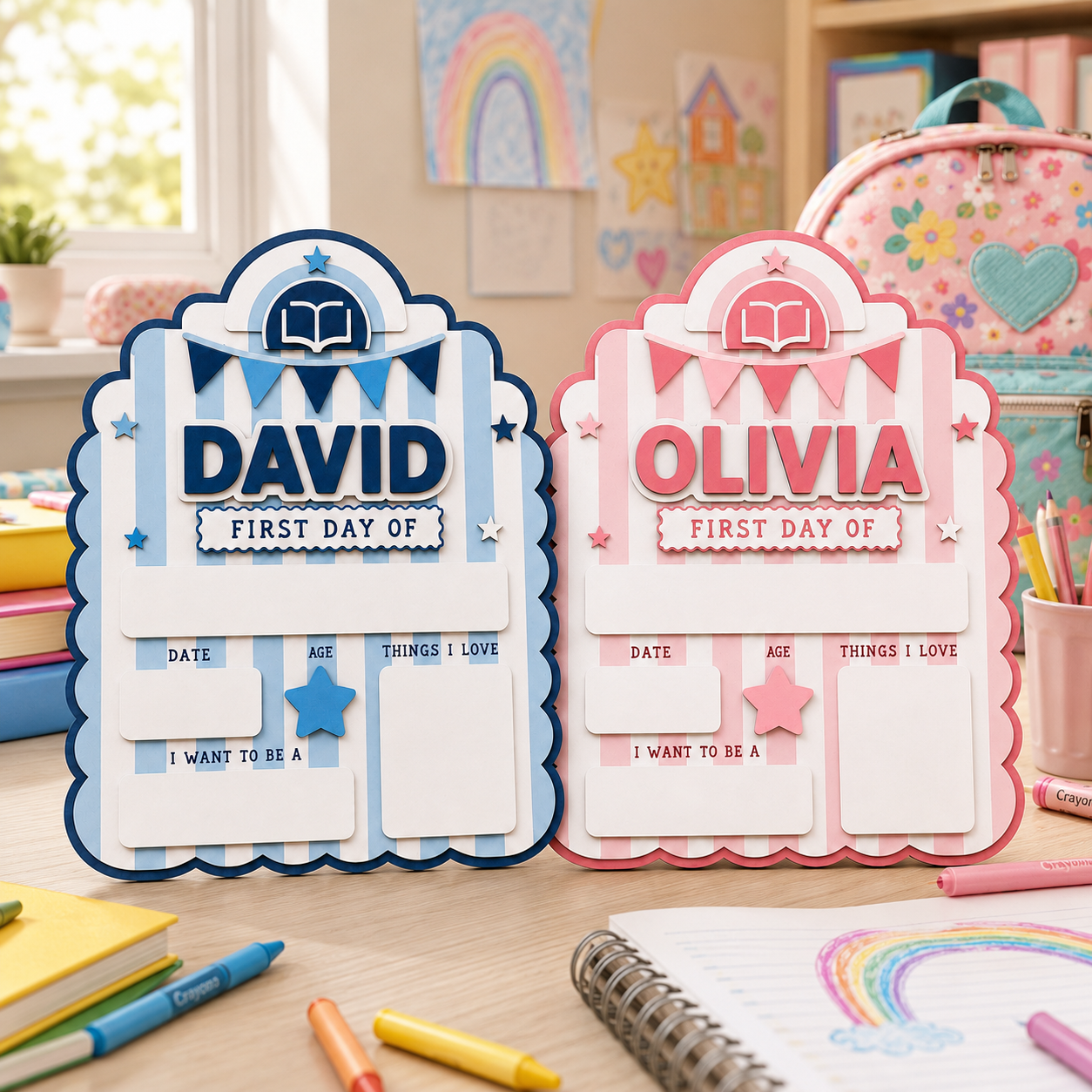Personalized Back to School Board, Custom Name First Day Sign For Student THUC99