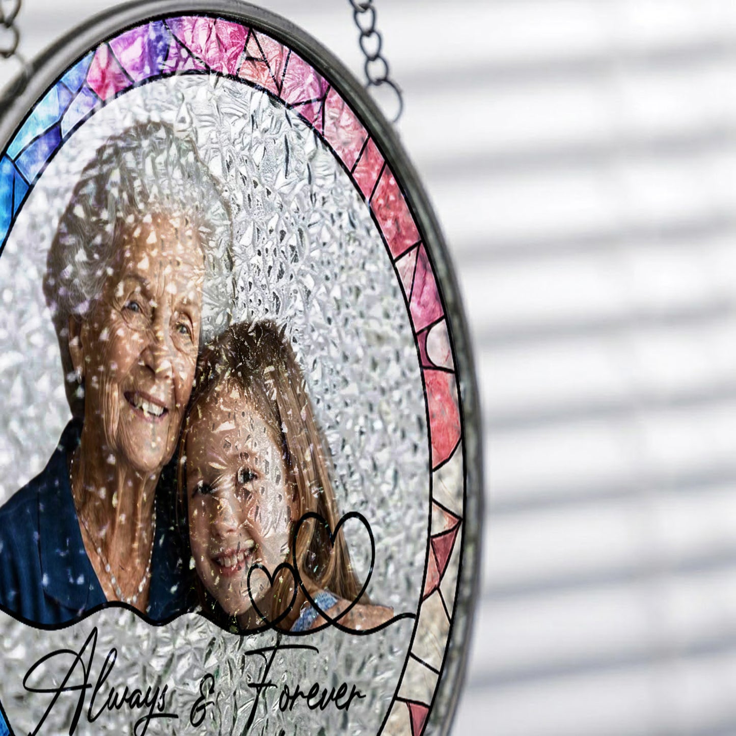 Custom Memorial Photo Stained Glass Suncatcher – Personalized Portrait Window Hanging (THUC99)
