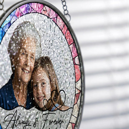 Custom Memorial Photo Stained Glass Suncatcher – Personalized Portrait Window Hanging (THUC99)