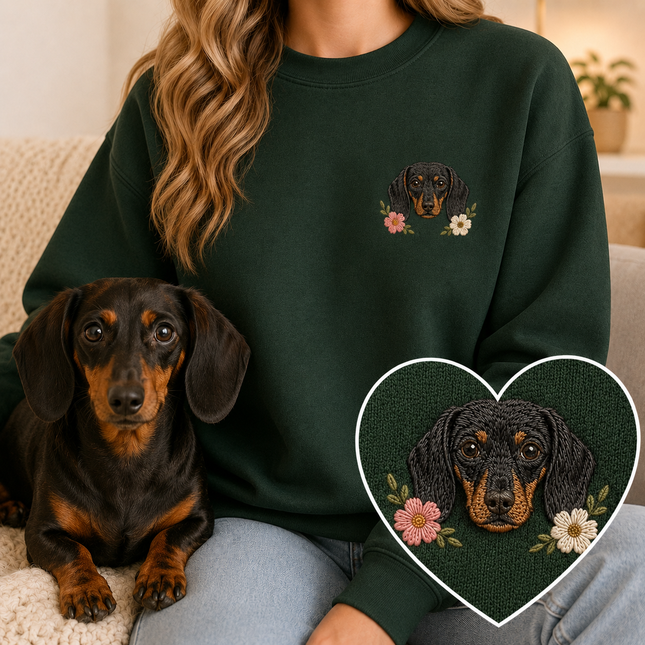 Personalized Pet Portrait Hoodie, Custom Dog Photo Embroidered Sweatshirt THUC99