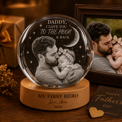 Custom Photo Crystal Ball Lamp For Dad, Father’s Day Gift From Daughter Son THUC99