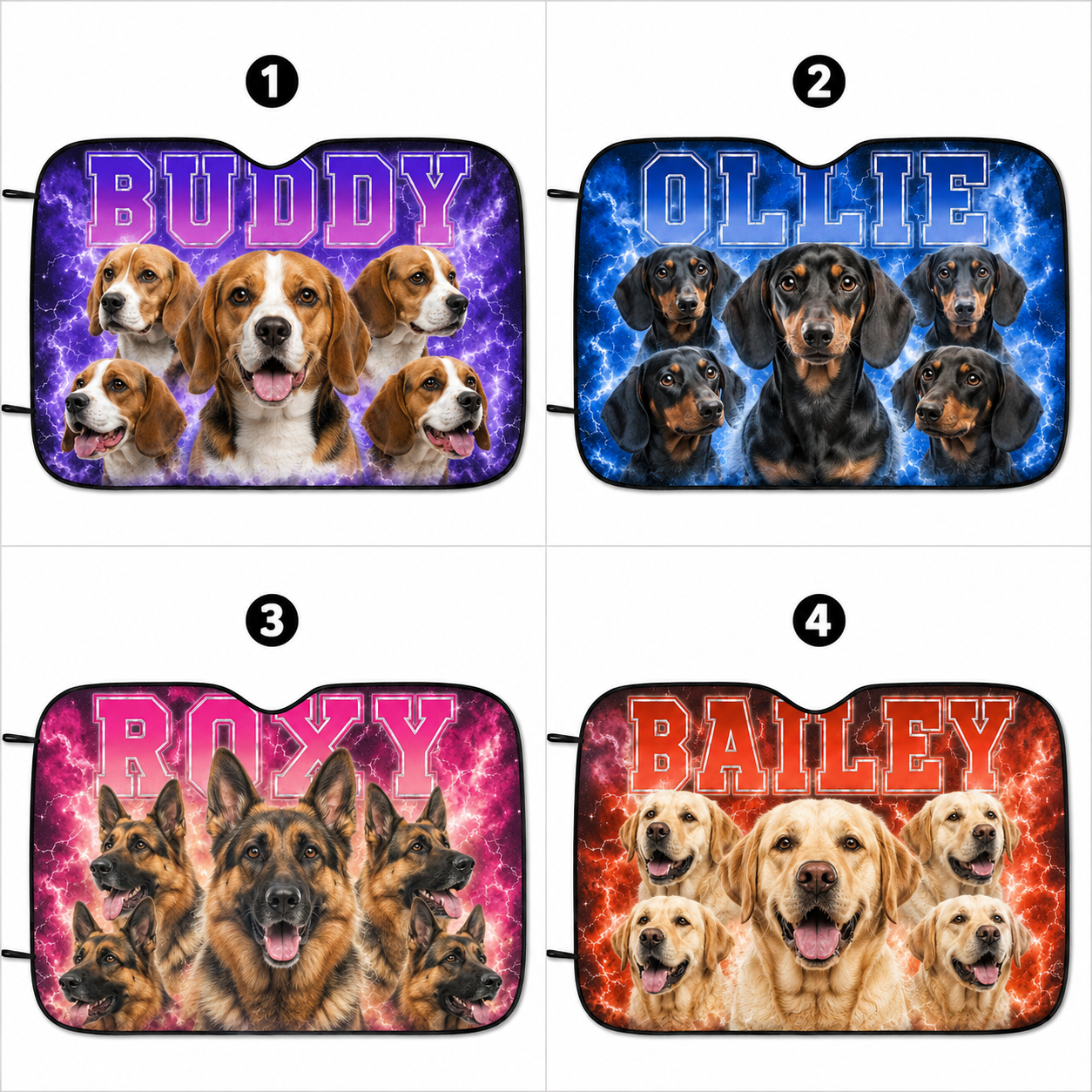 Personalized Dog Car Window Sunshade, Custom Photo Pet Windshield Cover, Car Accessories for Dog Lovers THUC99