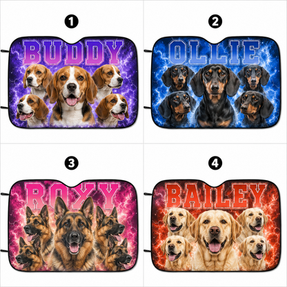 Personalized Dog Car Window Sunshade, Custom Photo Pet Windshield Cover, Car Accessories for Dog Lovers THUC99