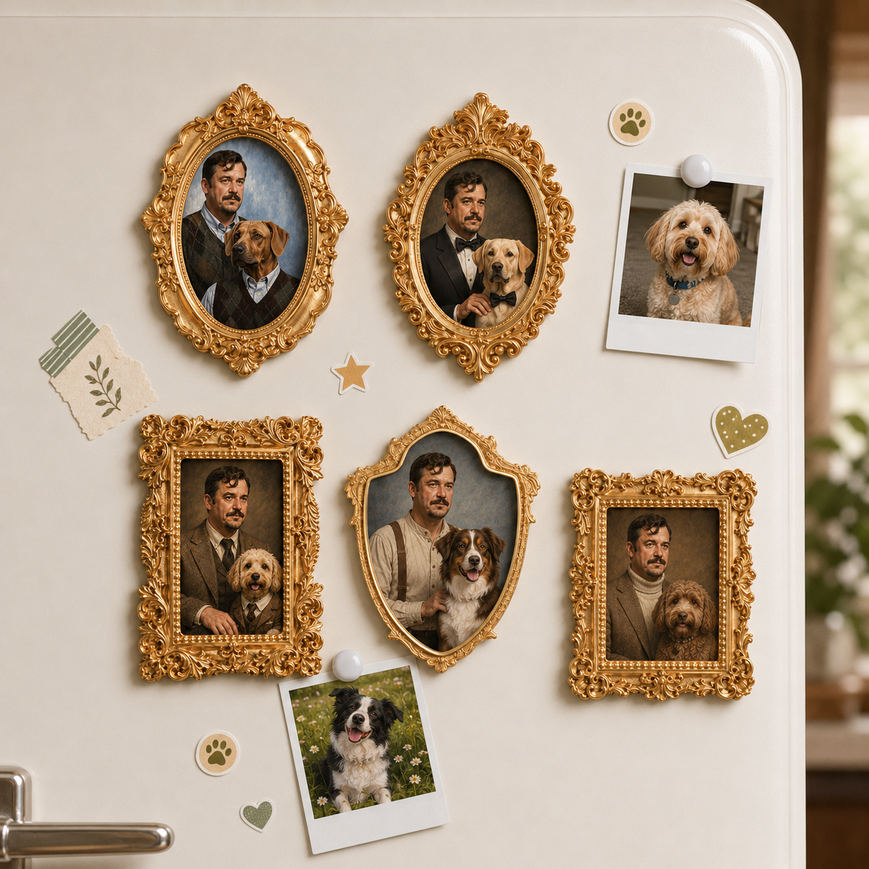 Personalized Dog Keepsake Magnet, Custom Pet Photo Vintage Frame Magnet, Dog Memorial Gift THUC99