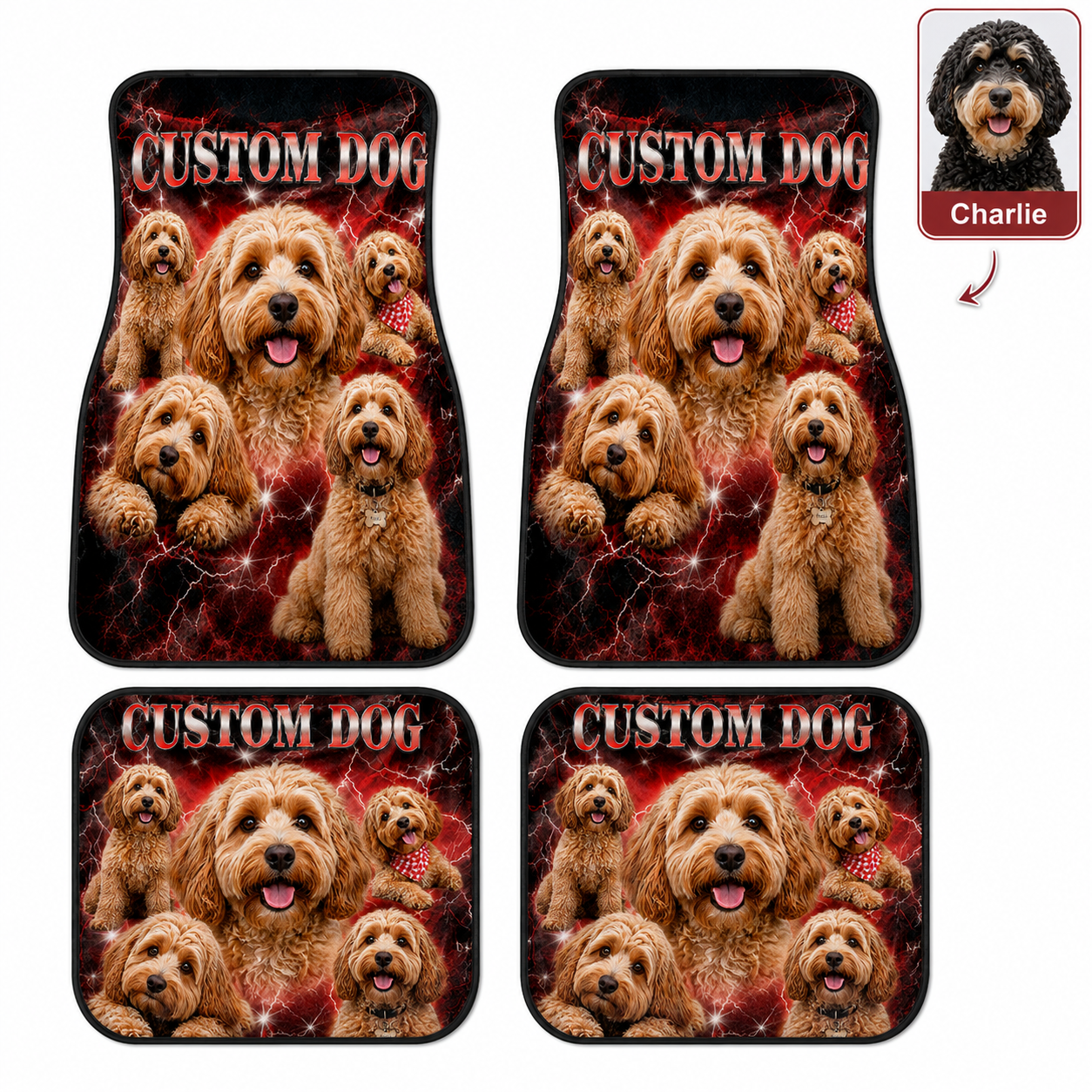 Custom Photo Pet Car Mats 4-Piece Set, Dog Lover Car Interior Accessories THUC99