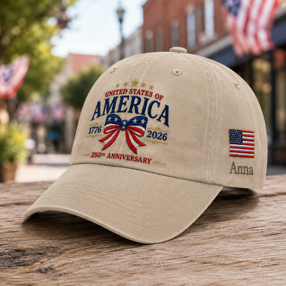 Patriotic USA 250th Anniversary Vintage Hat Embroidered American Freedom Baseball Cap THUC99