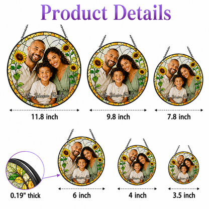 Custom Photo Dad's Family Stained Glass Suncatcher – Personalized Dad Gifts | Gift For Dad TOM99