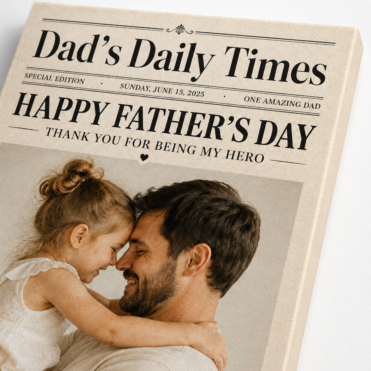 Custom Photo Dad's Daily Times Canvas Wall Art - Custom Gift For Dad TOM99