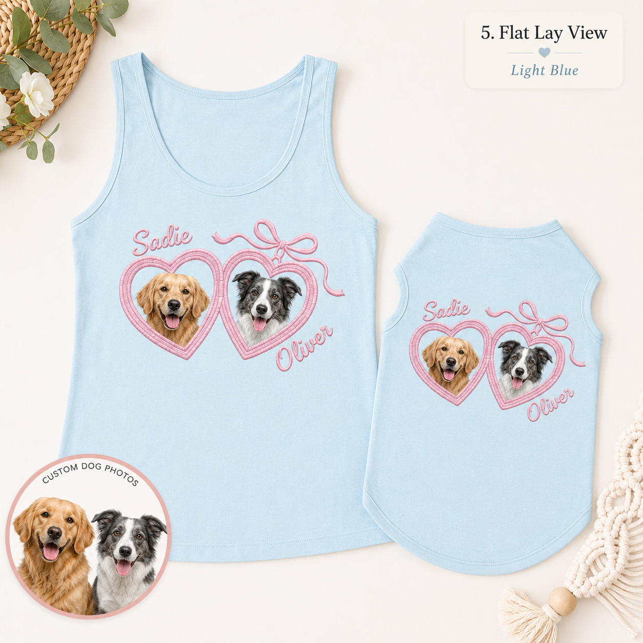Custom Matching Women’s and Dog Tank Top Set, Custom Pet Photo Owner and Pet Outfit THUC99