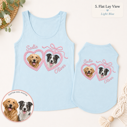 Custom Matching Women’s and Dog Tank Top Set, Custom Pet Photo Owner and Pet Outfit THUC99