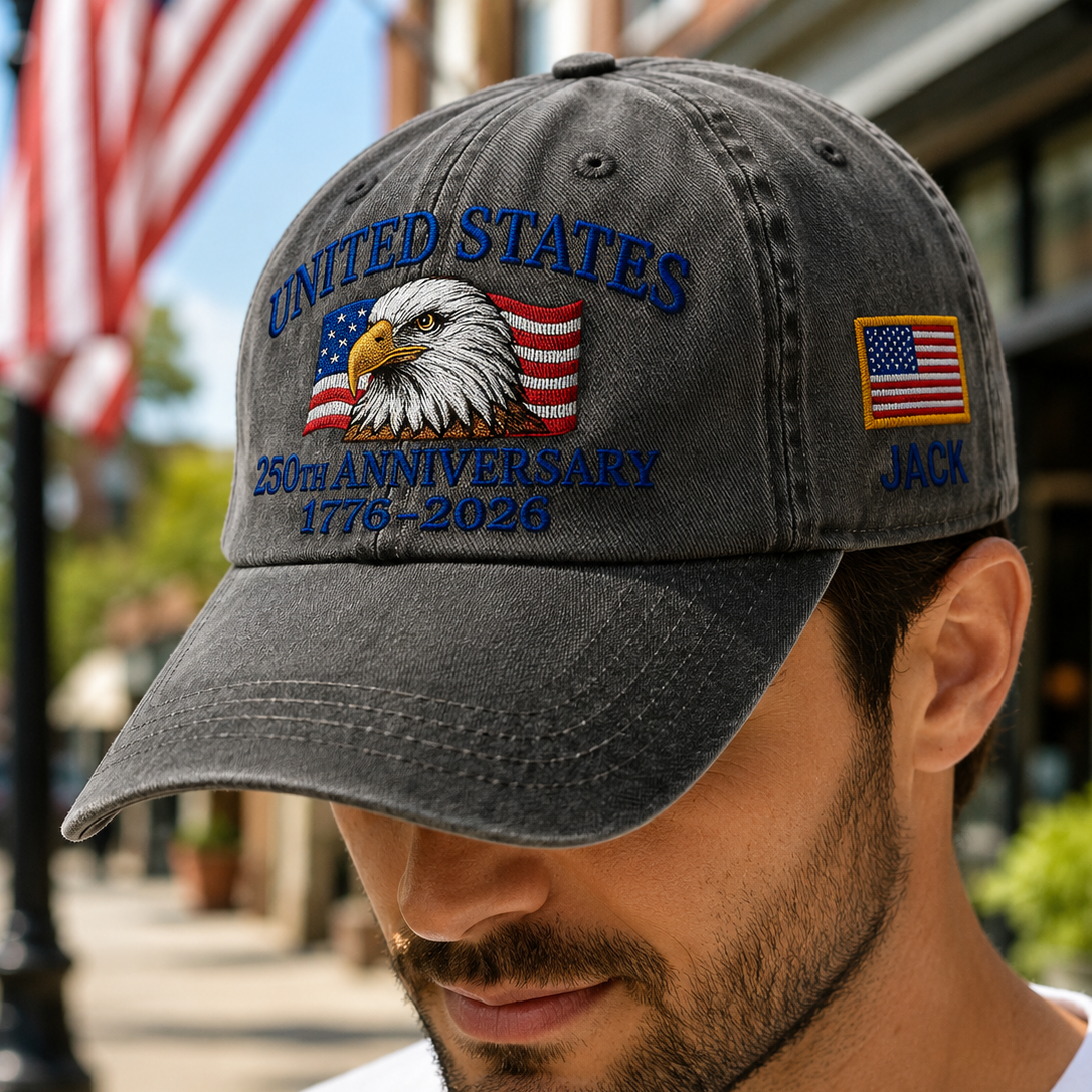 USA 250th Anniversary Gift Embroidered Vintage Hat for Independence Day Celebrations THUC99