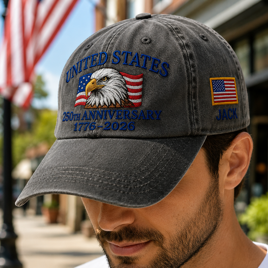 USA 250th Anniversary Gift Embroidered Vintage Hat for Independence Day Celebrations THUC99