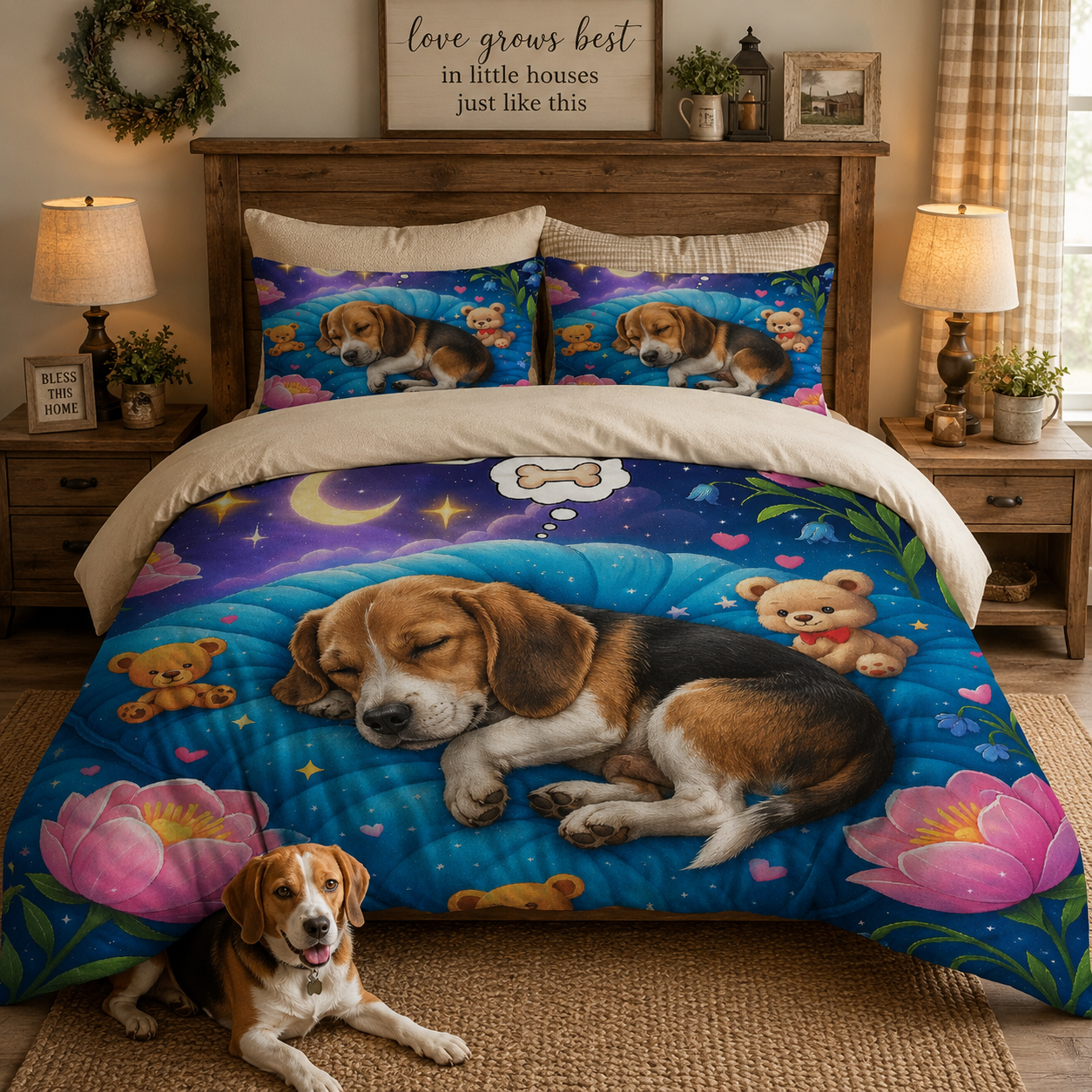 Custom Dog Lover Bedding Set, Personalized Pet Face Bedroom Decor THUC99