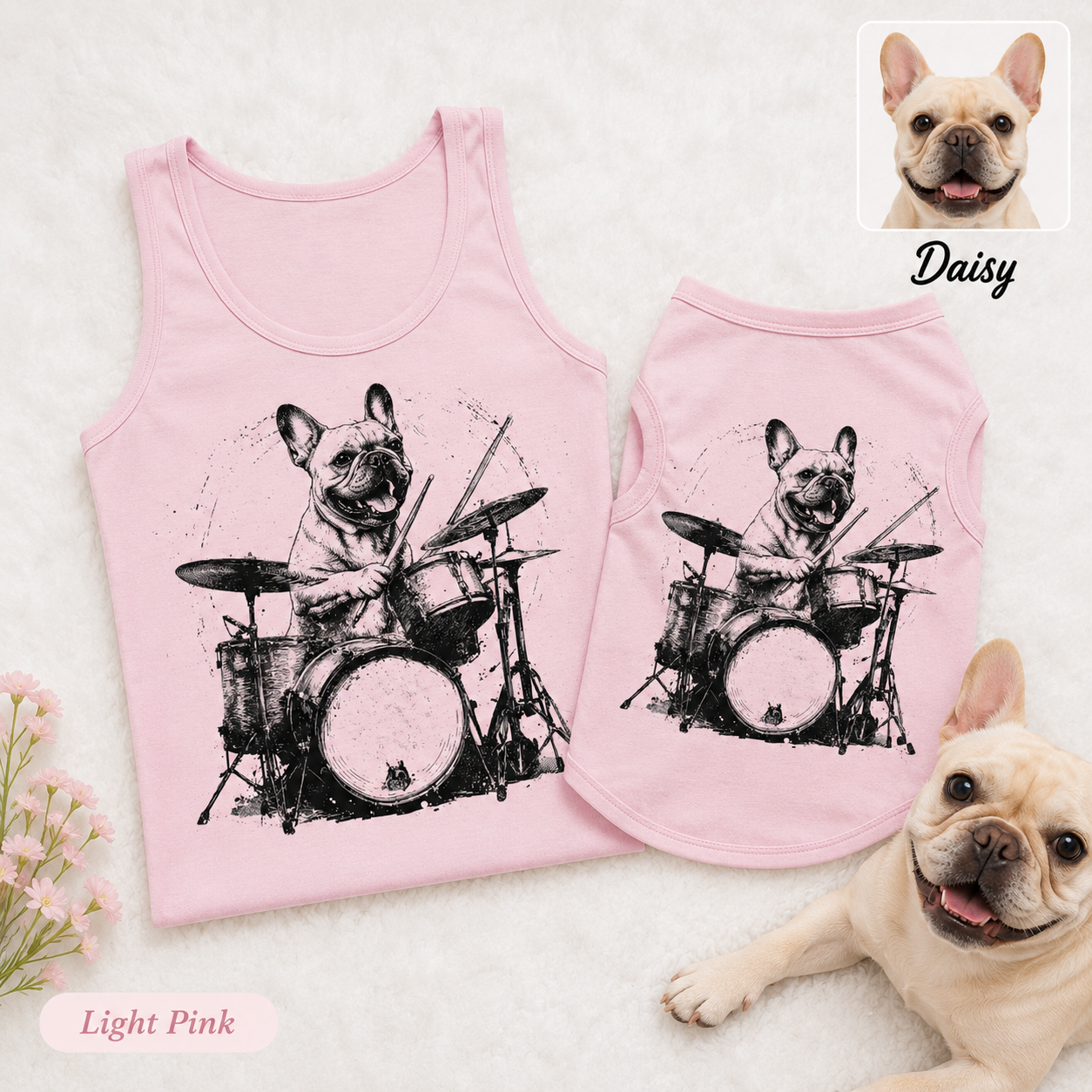 Custom Women’s and Dog Tank Top Set, Personalized Pet Photo Matching Outfit THUC99