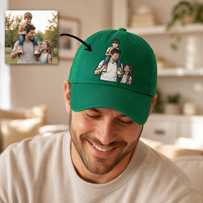 Custom Photo Dad Embroidered Hat, Personalized Cap, Custom Portrait Dad Hat, Father’s Day Gift THUC99