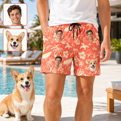 Custom Photo Dog Casual Shorts Personalized Pet Picture Beach Trunks Gift THUC99