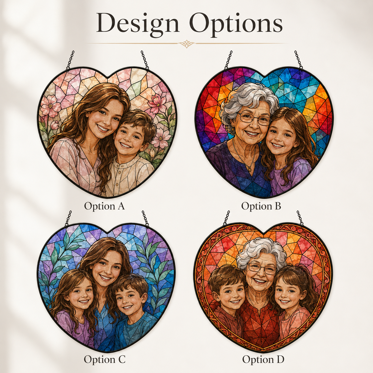 Personalized Mom Photo Glass Suncatcher, Custom Mother Child Window Hanging Gift THUC99