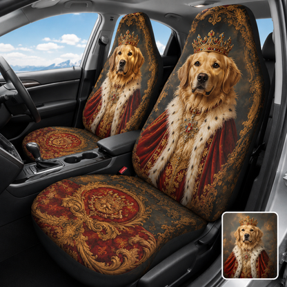 Custom Dog Royal Car Seat Cover, Personalized Pet Photo Seat Protector, Gift For Dog Mom Dad THUC99