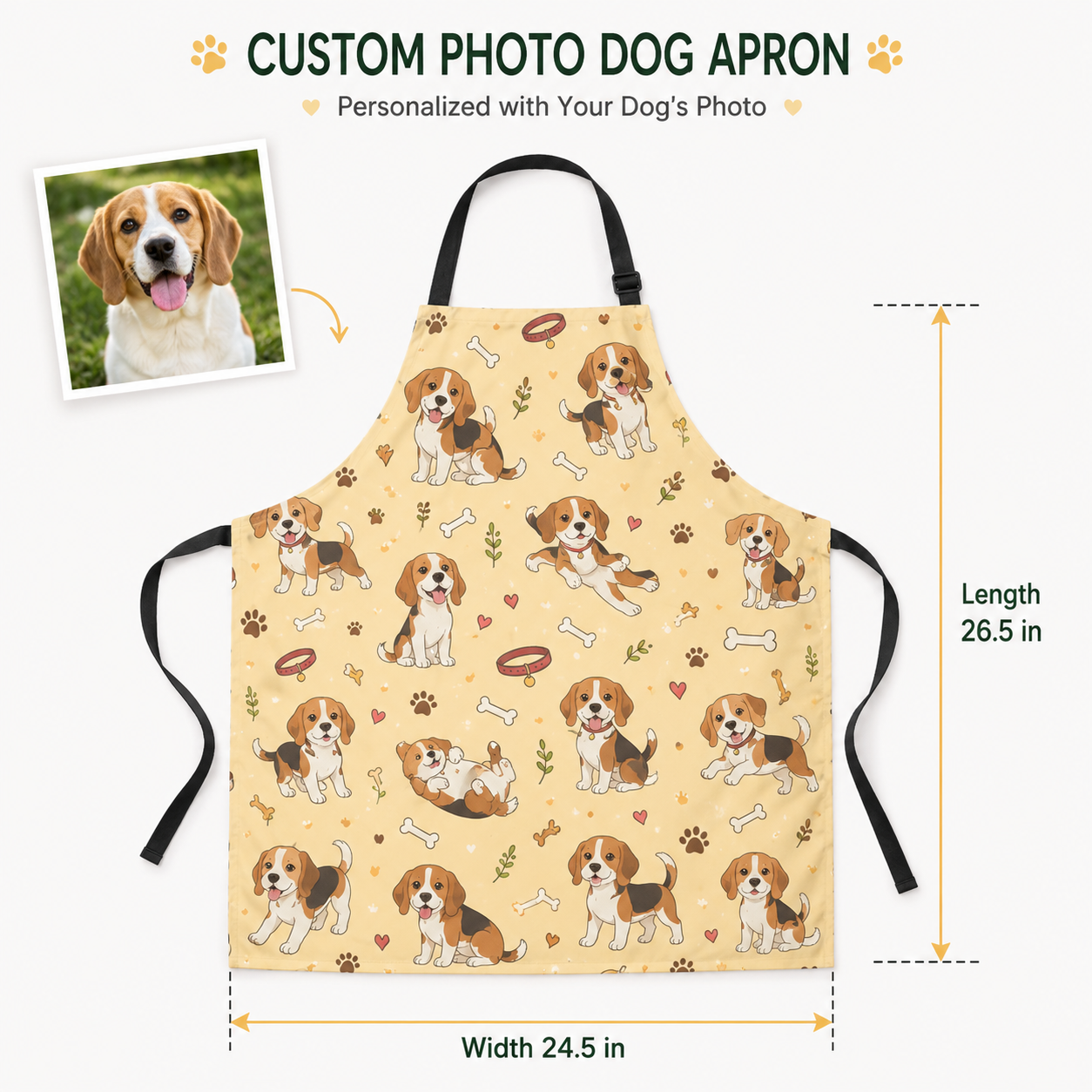 Custom Dog Photo Cooking Apron Personalized Pet Face Apron, Gift for Dog Mom, Dog Dad and Animal Lovers THUC99