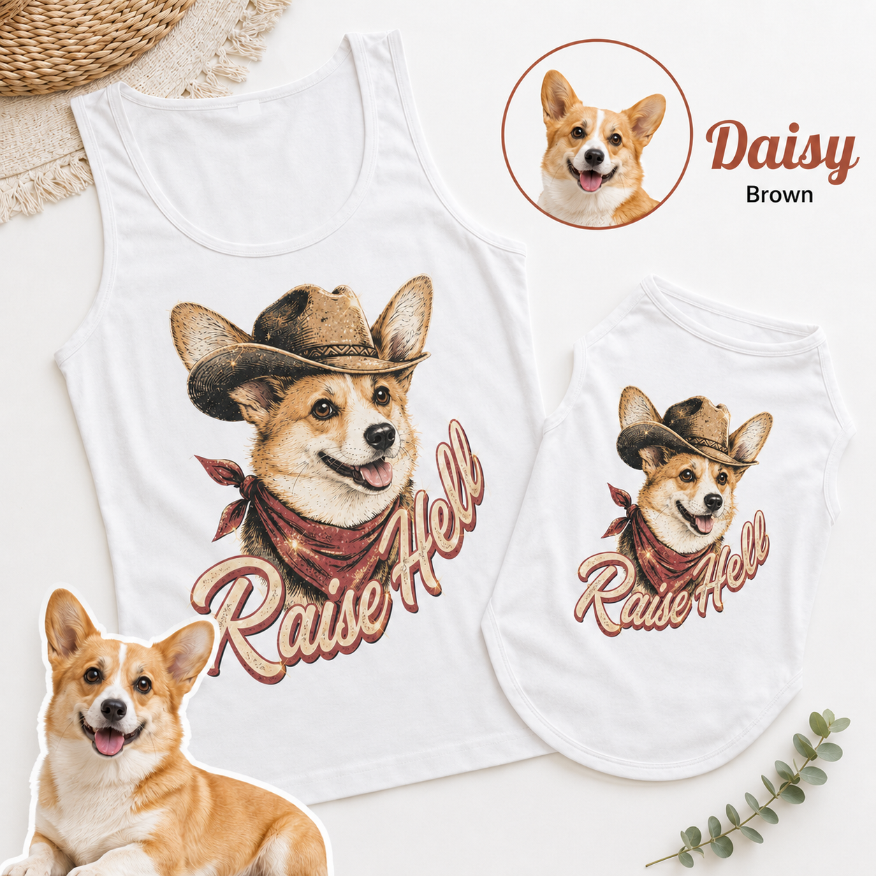 Custom Dog Photo Women’s Matching Tank Top Set, Owner and Pet Outfit for Dog Lovers THUC99 (Copy)