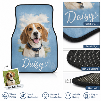 Custom Dog Face Auto Floor Mats, Personalized Football Pet Car Accessories Gift THUC99