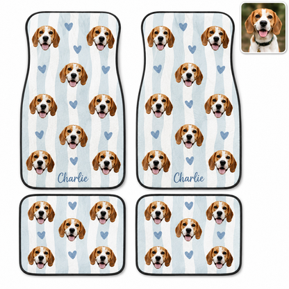 Custom Dog Face Car Floor Mat Set, Personalized Pet Photo Floor Mats for Car Interior THUC99