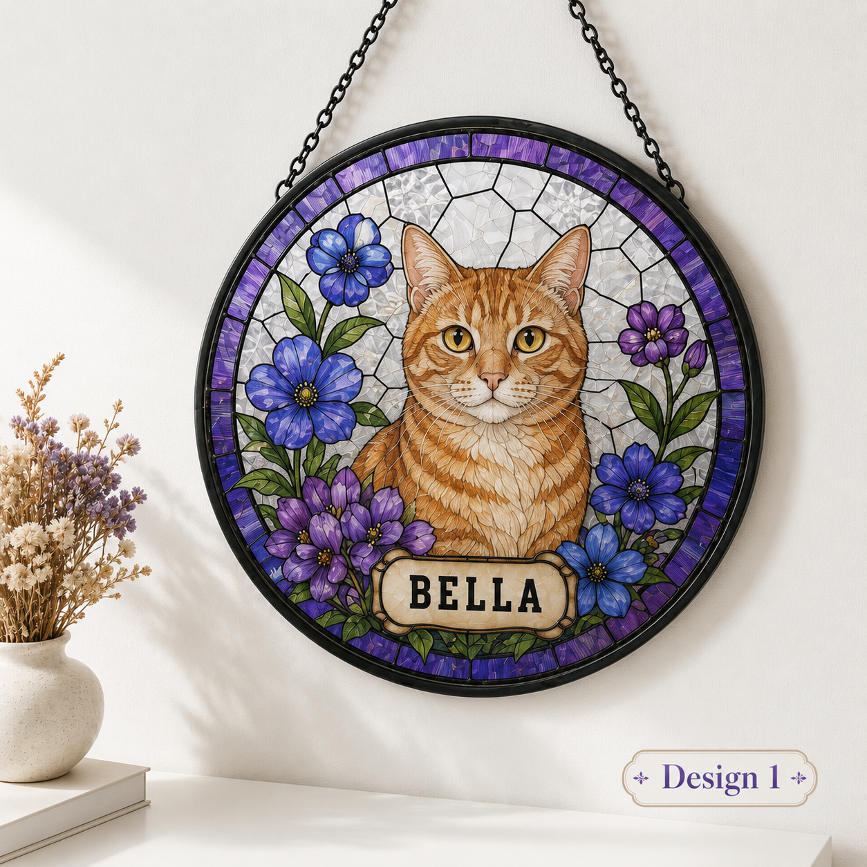 Custom Photo Cat Glass Suncatcher Ornament – Personalized Cat Portrait Decor THUC99