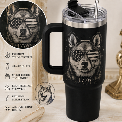 Custom Pet Picture 40oz Tumbler – Personalized Dog Lover Cup with Handle and Straw THUC99 (Copy)