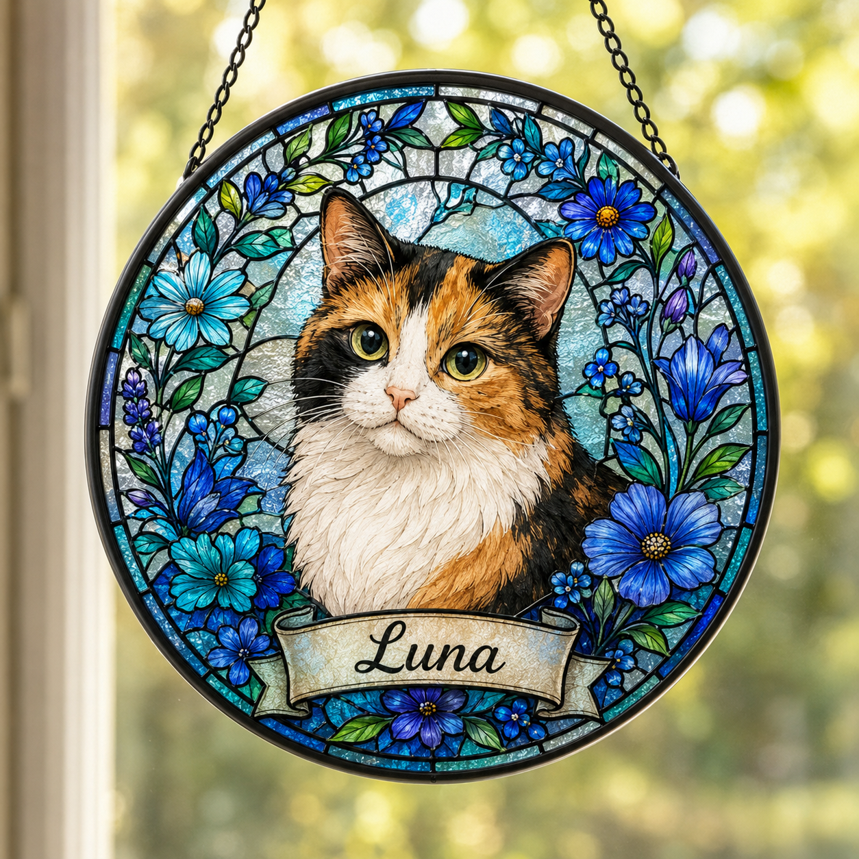 Custom Photo Cat Lover Window Hanging – Personalized Pet Memorial Suncatcher | Sympathy Gift for Cat Owner THUC99