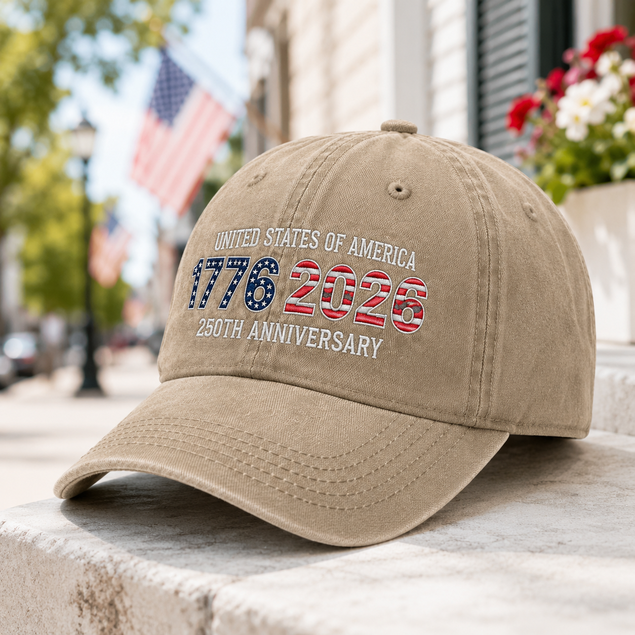 USA 250th Years Embroidered Hat American History Celebration Vintage Cap THUC99