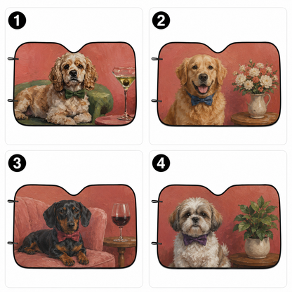 Custom Photo Dog Sofa Windshield Sun Shade, Personalized Pet Car Window Cover, Cute Dog Mom Car Accessory THUC99