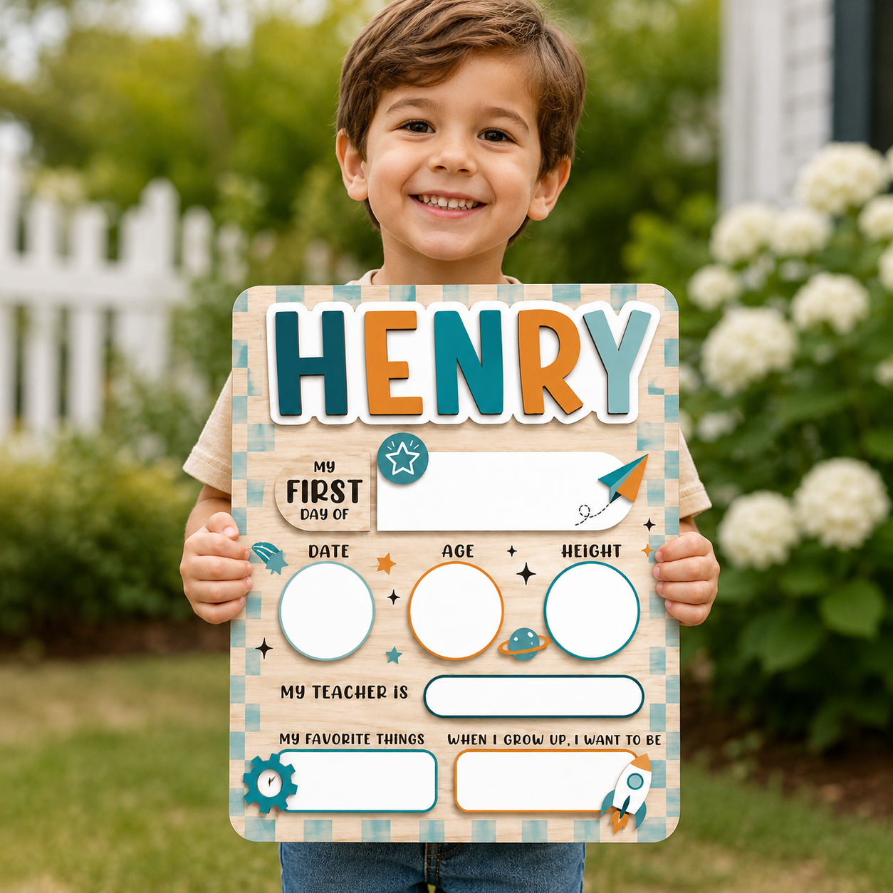 Custom Acrylic Wood School Board, Kids Back to School Keepsake For Kids THUC99