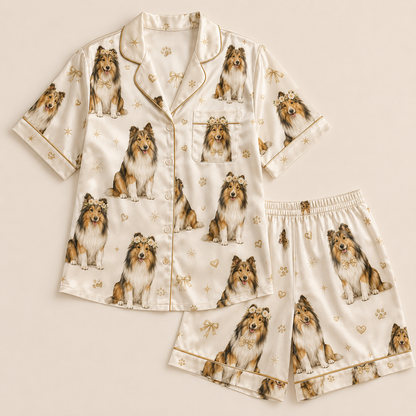 Custom Pet Photo Satin Pajamas Set Personalized Dog Portrait Nightwear Gift THUC99