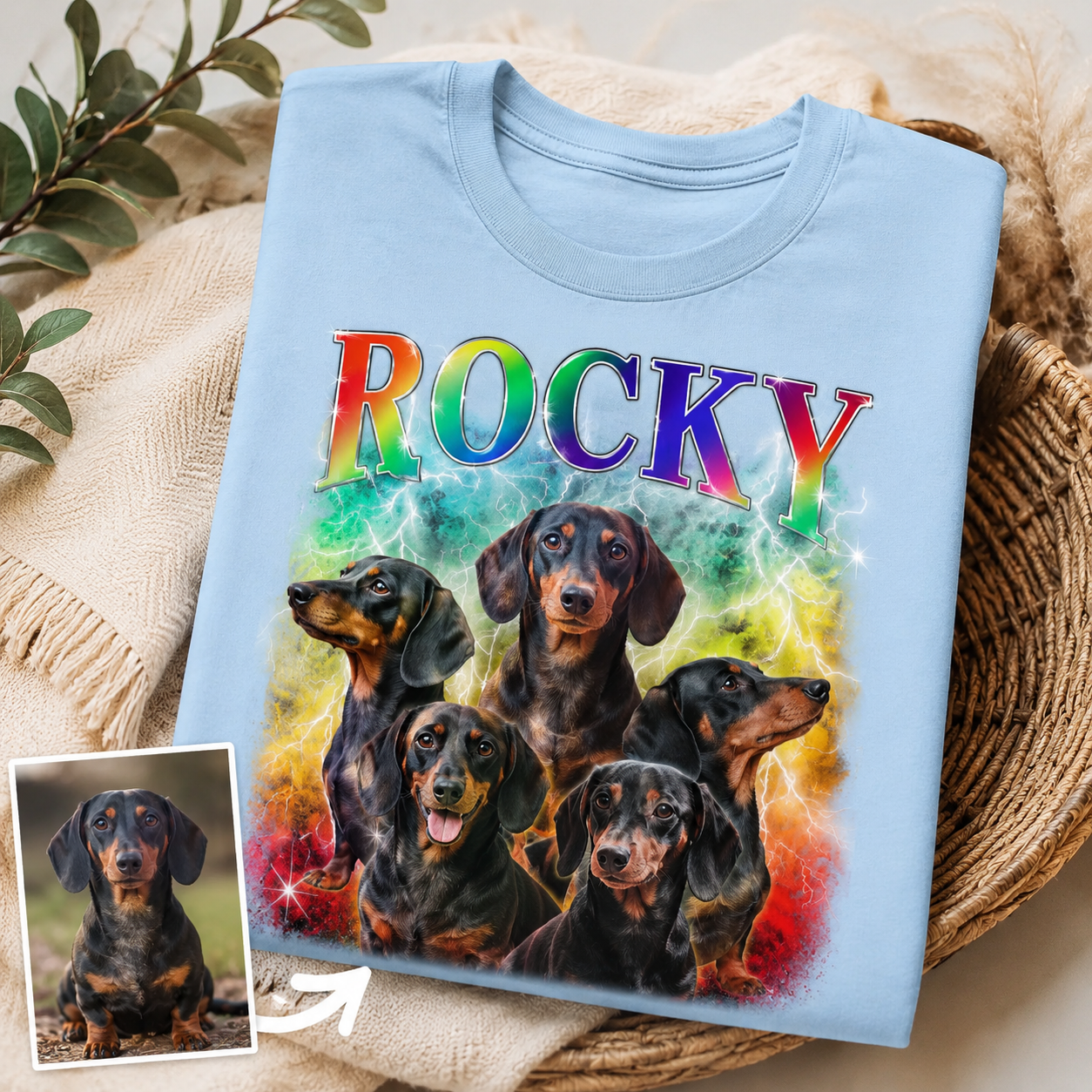 Custom Photo Bootleg Dog Unisex Wash T-Shirt, Personalized Pet Lover Gift | Gift For Dog Lovers THUC99