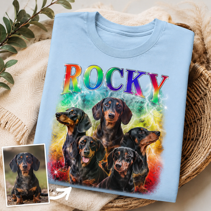 Custom Photo Bootleg Dog Unisex Wash T-Shirt, Personalized Pet Lover Gift | Gift For Dog Lovers THUC99