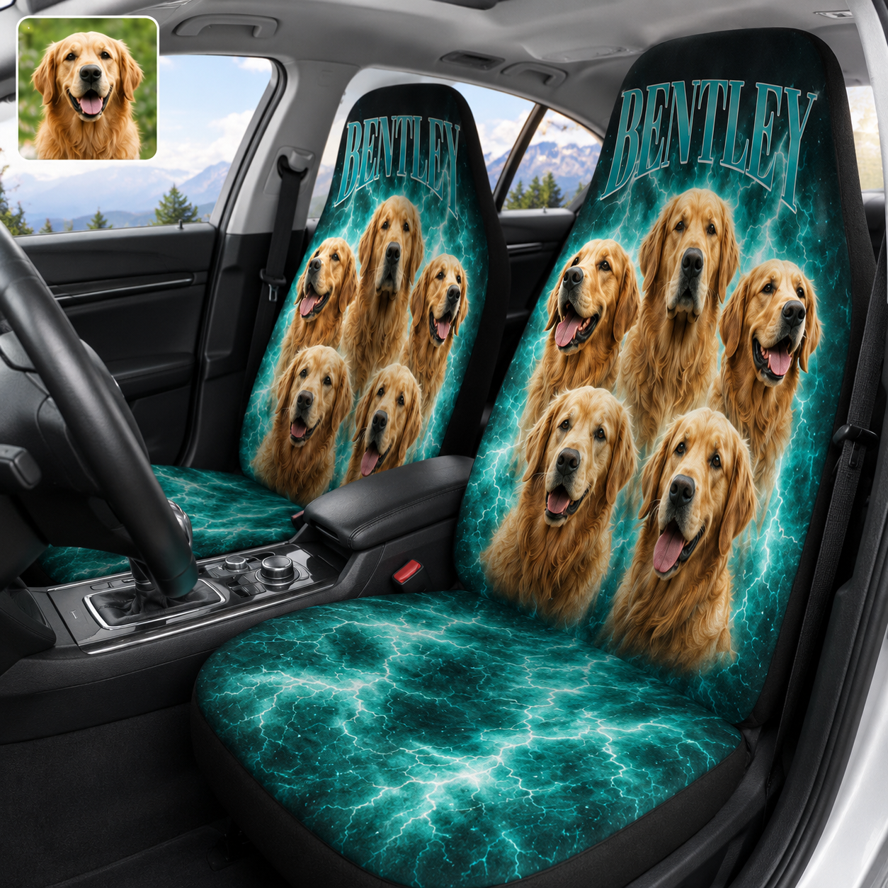 Custom Dog Picture Seat Cover, Personalized Pet Face Car Seat Protector, Dog Lover Gift THUC99