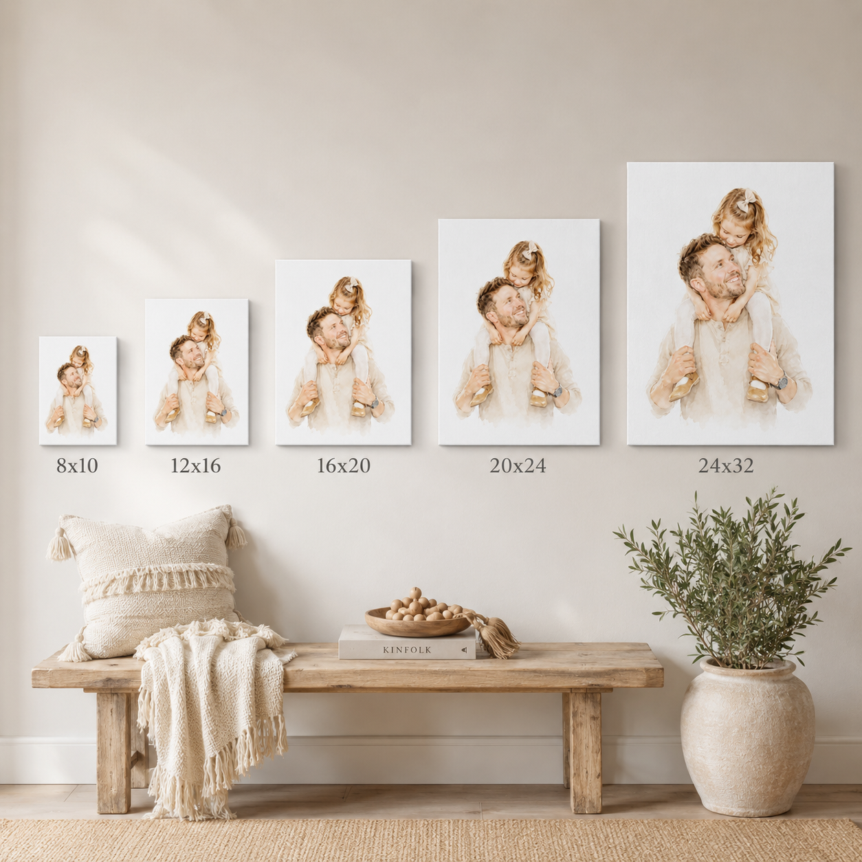 Custom Photo Baby Girl With Dad Canvas Wall Art - Custom Gift For Dad TOM99