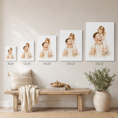 Custom Photo Baby Girl With Dad Canvas Wall Art - Custom Gift For Dad TOM99