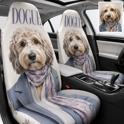 Custom Dog Portrait Car Seat Cover, Personalized Pet Photo Seat Protector, Cute Dog Lover Gift THUC99