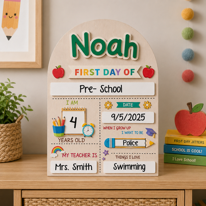 Custom Name Last Day of School Sign, Personalized School Milestone Board THUC99